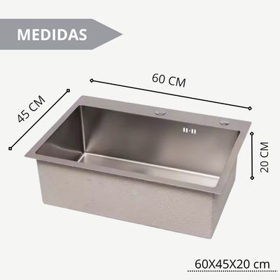 Imagen 2 del producto Lavaplatos 60x45 Cm Deluxe Acero Inoxidable 2mm