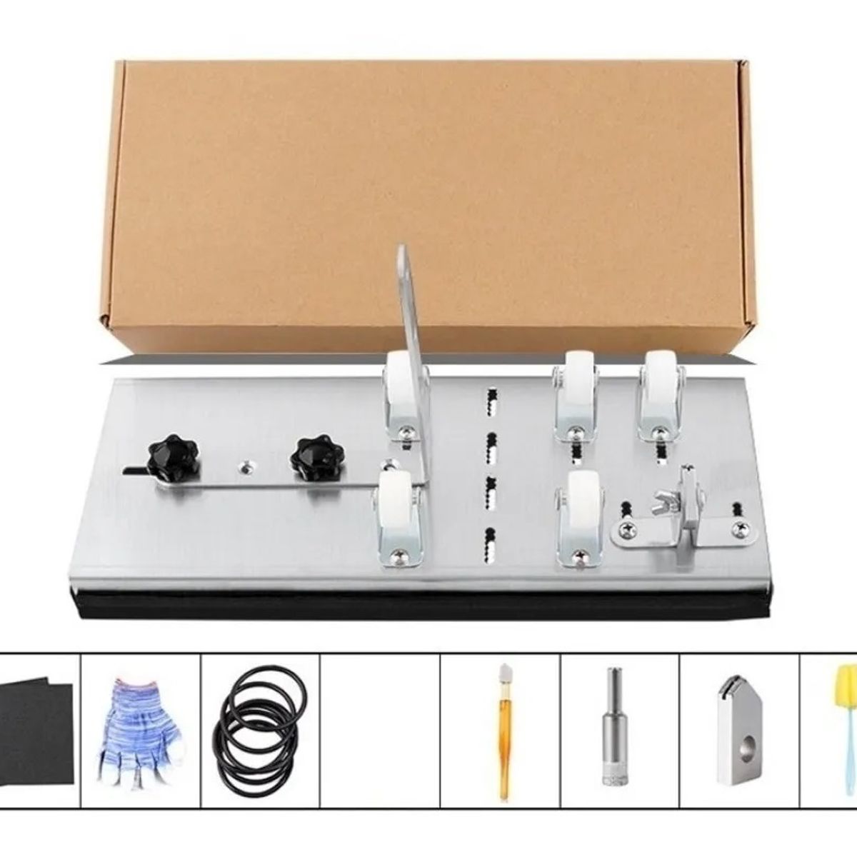 GENERICO - Cortador Botella Vidrio Base Metalica Kit Accesorios