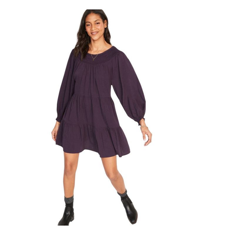 OLD NAVY - Vestido Mini Manga Larga Morado OLD NAVY