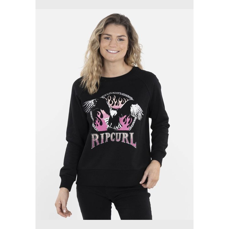 RIP CURL - Poleron EAGLE FLAMES Mujer Negro Rip Curl