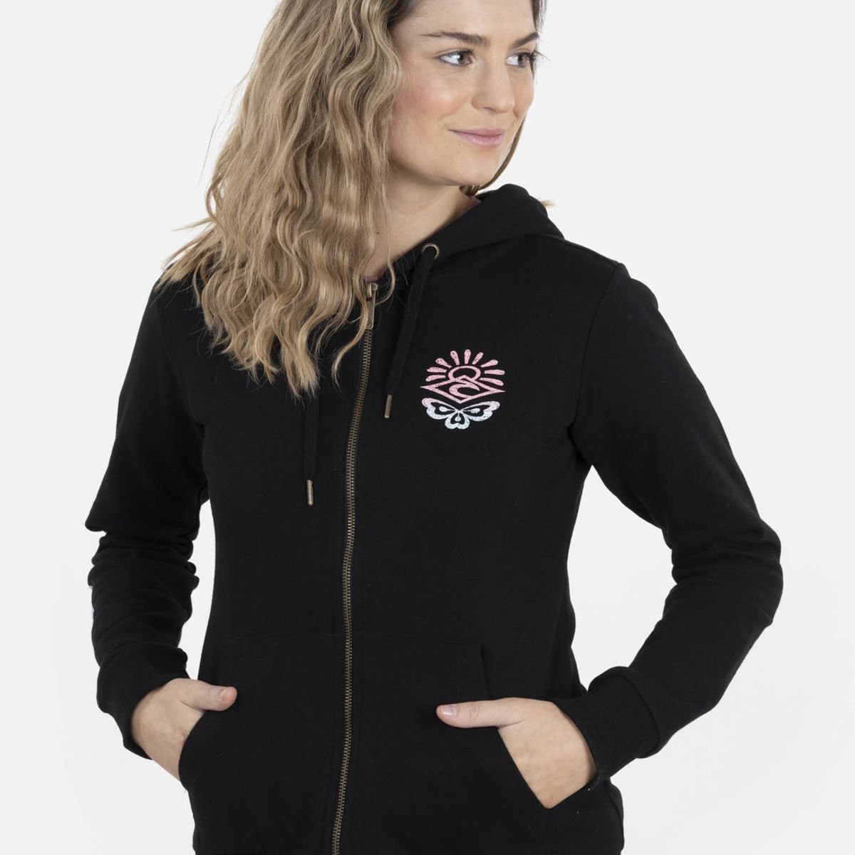 RIP CURL - Poleron BUTTERFLY CO Mujer Negro Rip Curl