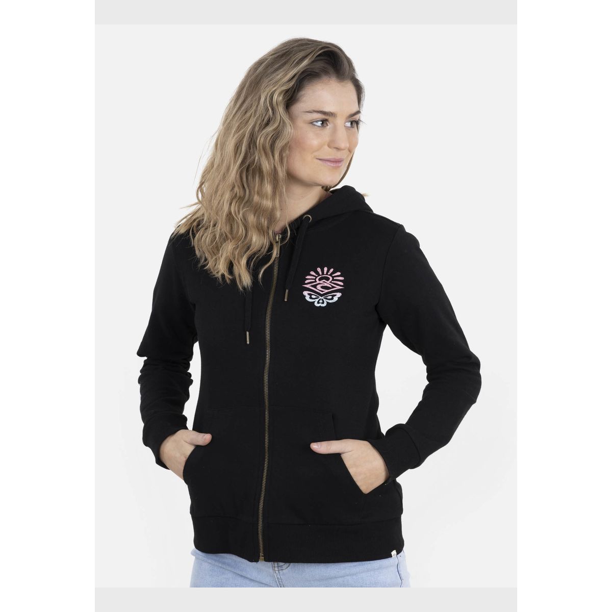 RIP CURL - Poleron BUTTERFLY CO Mujer Negro Rip Curl