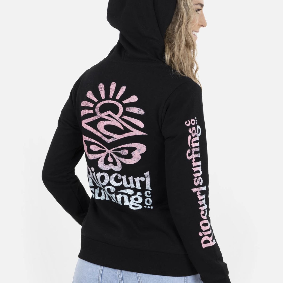 RIP CURL - Poleron BUTTERFLY CO Mujer Negro Rip Curl
