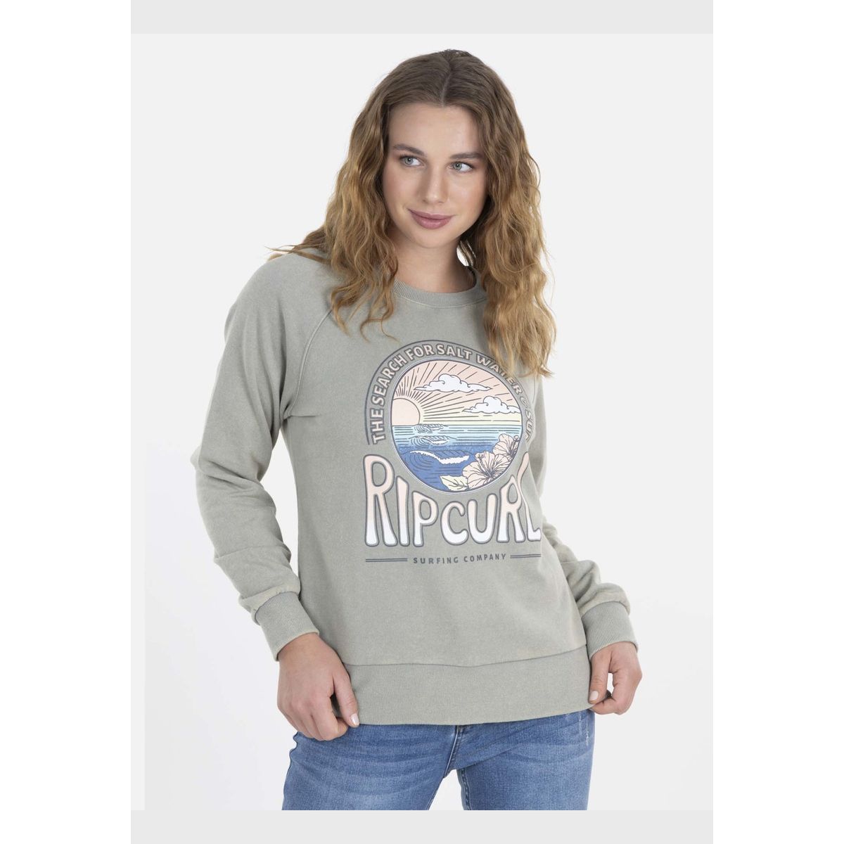 RIP CURL - Poleron THE SEARCH OF SURFING Mujer Verde Rip Curl