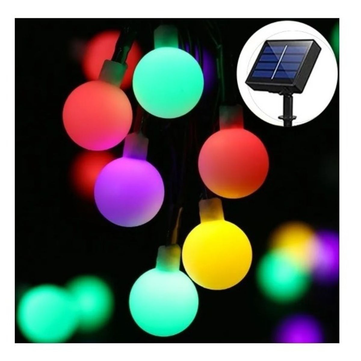 GENERICO - Luces Guirnalda Solar Esferas Led Blancas Multicolor