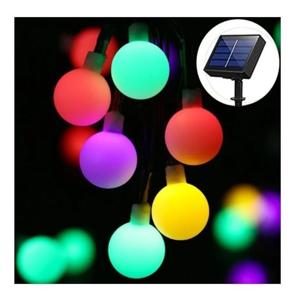 GENERICO - Luces Guirnalda Solar Esferas Led Blancas Multicolor