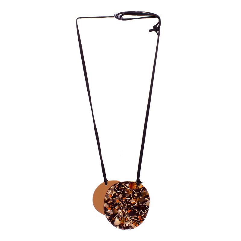 MAILEA - Collar placa marmoleada mujer ecocuero