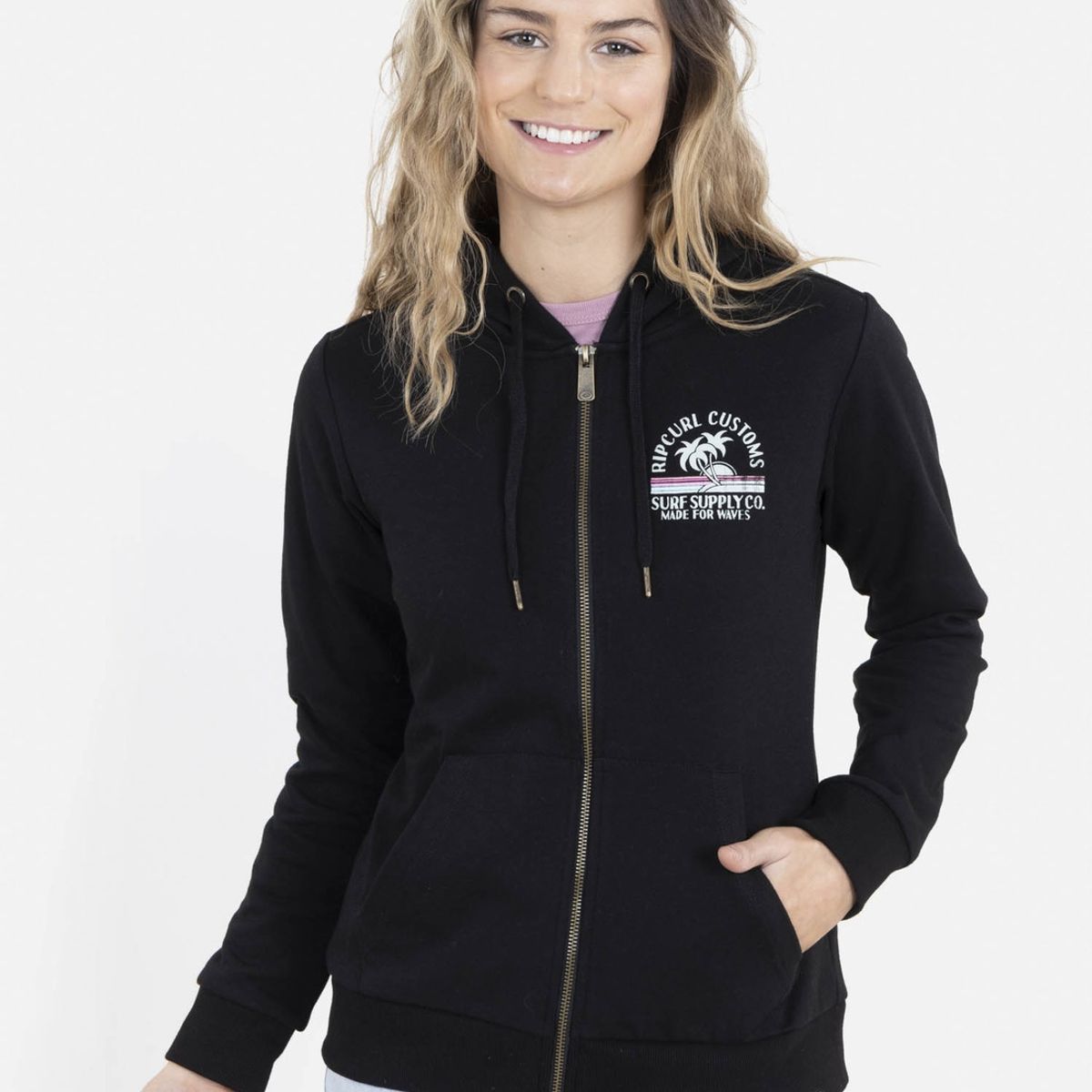 RIP CURL - Poleron SUPPLY WAVES Mujer Negro Rip Curl