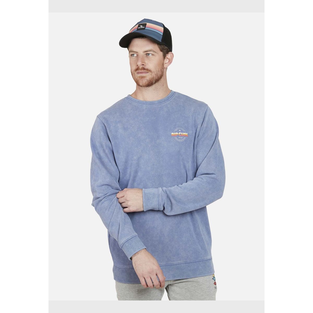 RIP CURL - Poleron RETRO SEARCH CREW Hombre Azul Rip Curl