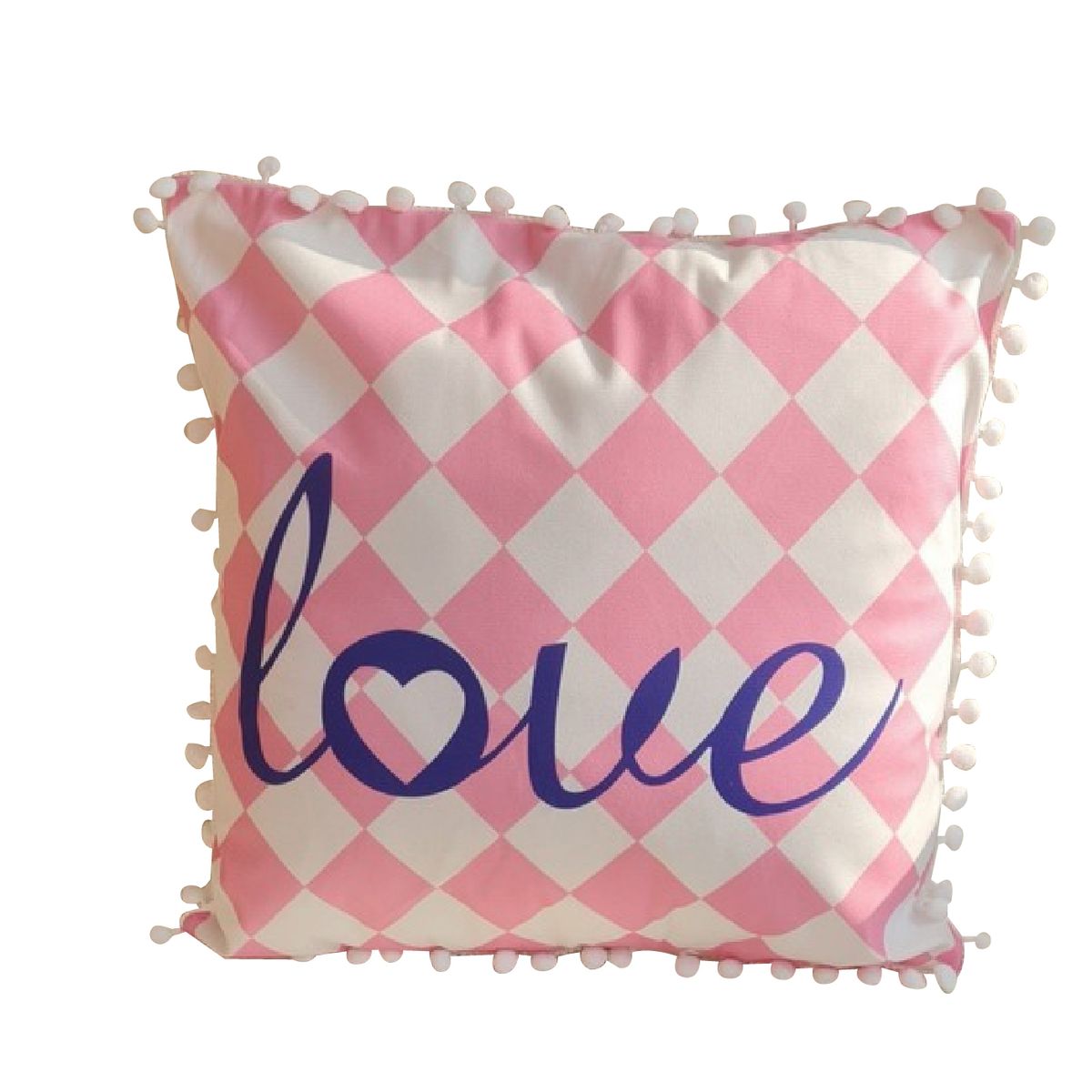 GENERICO - Funda Terciopelo Para Cojin Con Pompon - Love