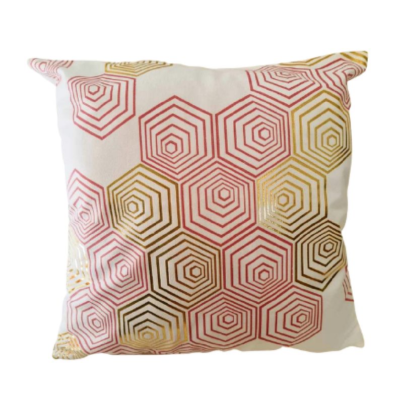 GENERICO - Funda Para Cojin Nordica - Blanca - Hexagono Rosa 53