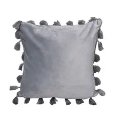 GENERICO - Funda Para Cojin Con Borla - Decorativa - Gris