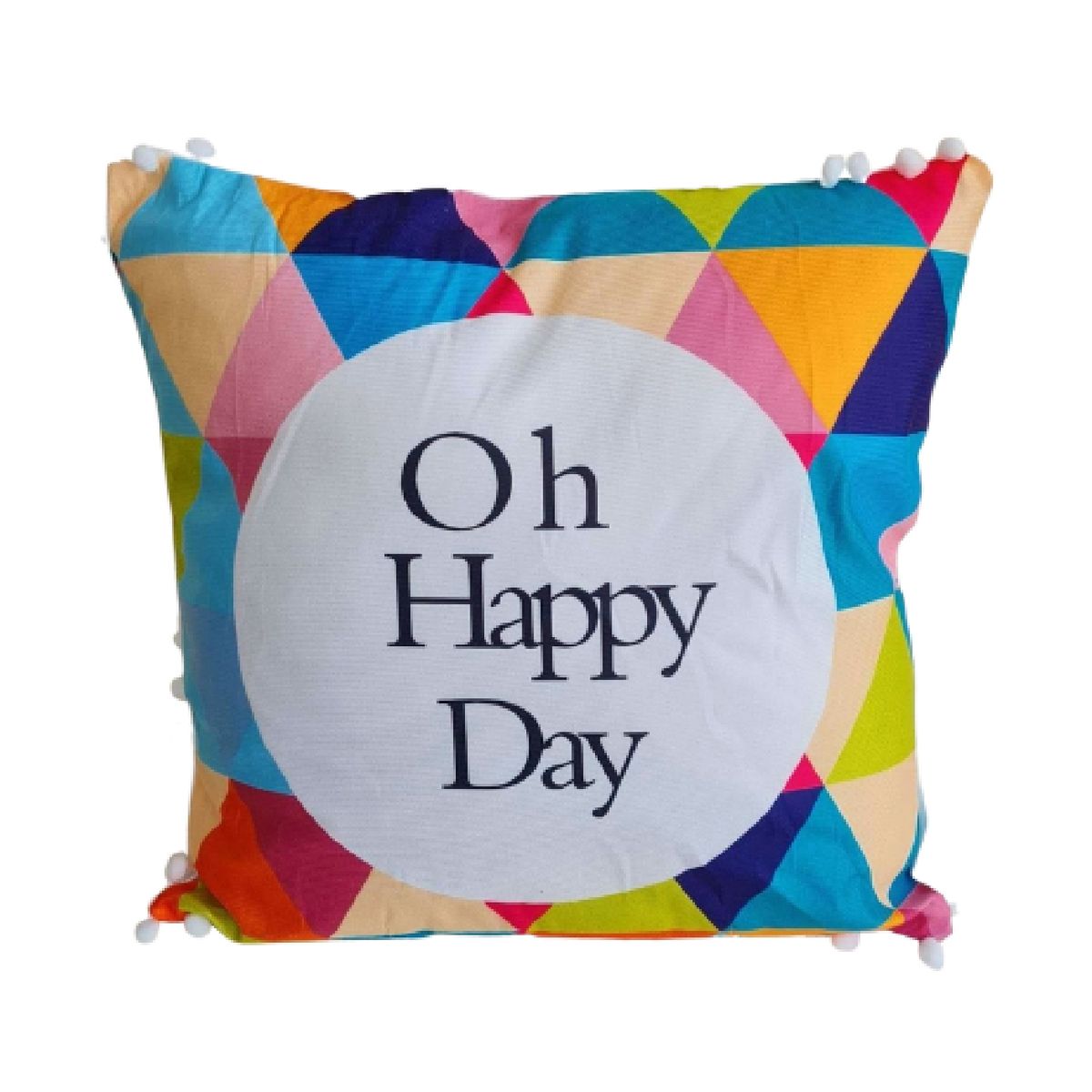 GENERICO - Funda Terciopelo Para Cojin Con Pompon - Oh Happy Day