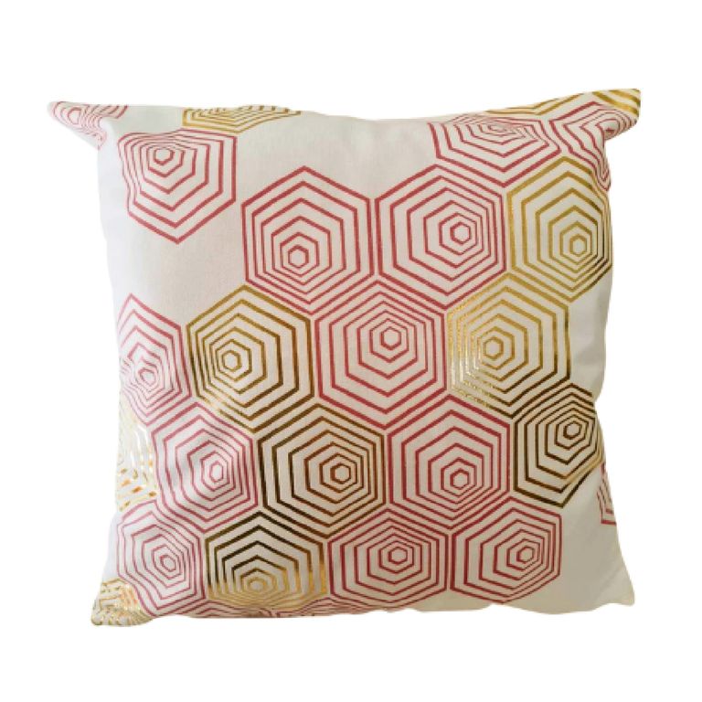 GENERICO Funda Para Cojin Nordica - Blanca - Hexagono Rosa 53