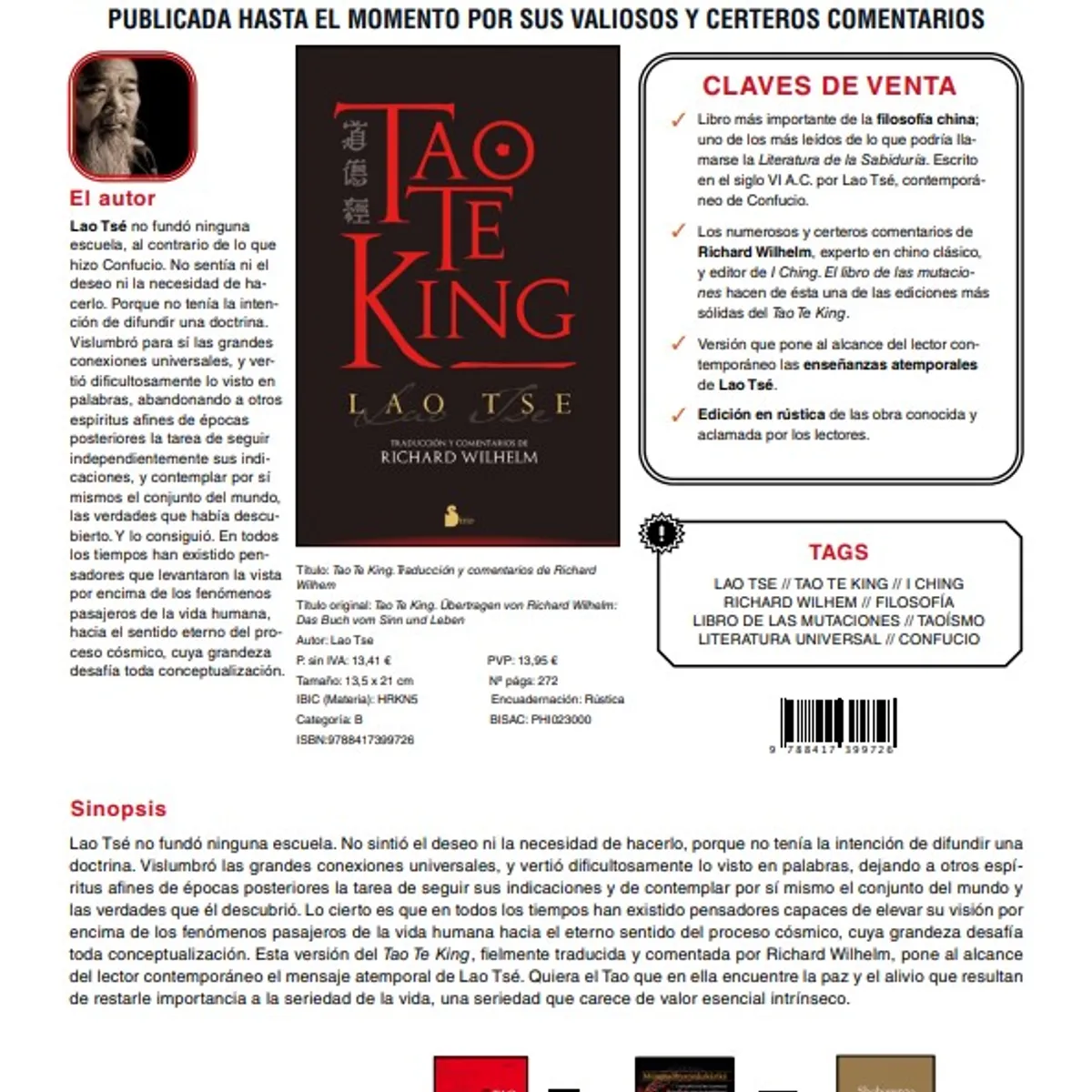 SIRIO EDITORIAL - Tao Te King de Editorial Sirio