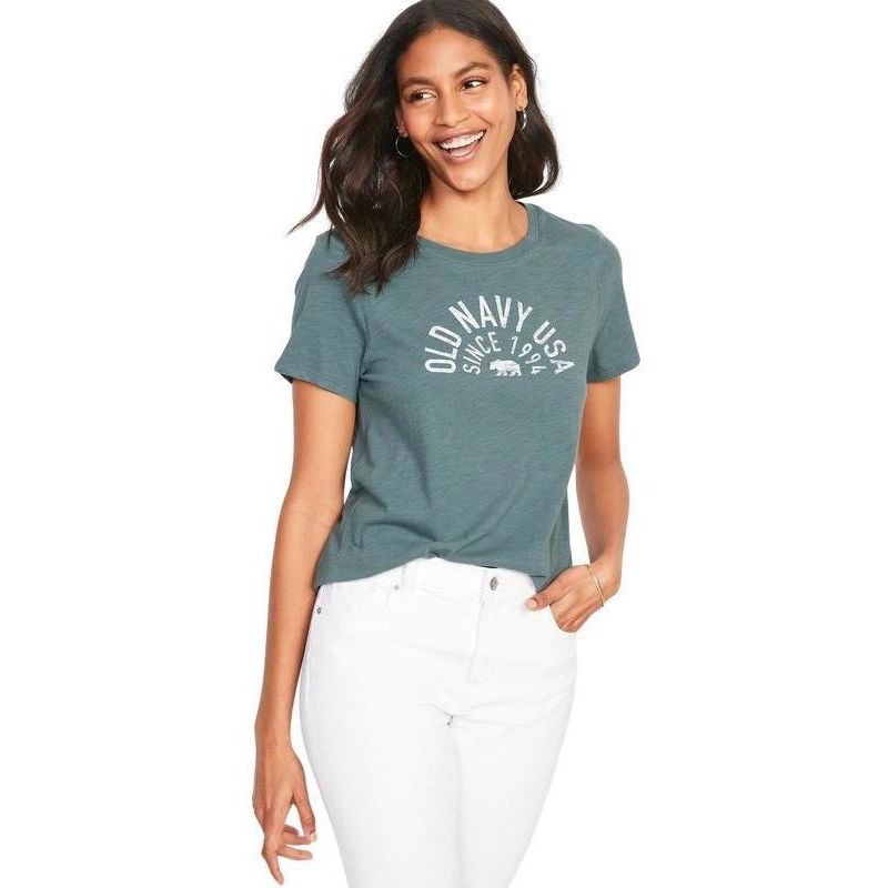 OLD NAVY - Polera Logo Manga Corta Gris OLD NAVY