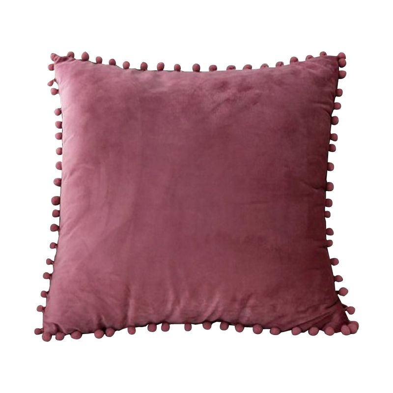 GENERICO - Funda Terciopelo Para Cojin Con Pompon - Violeta