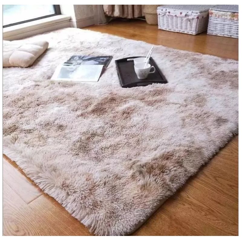 GENERICO - Alfombra peluda tipo Shaggy 180cm x 200cm Beige Jaspeado