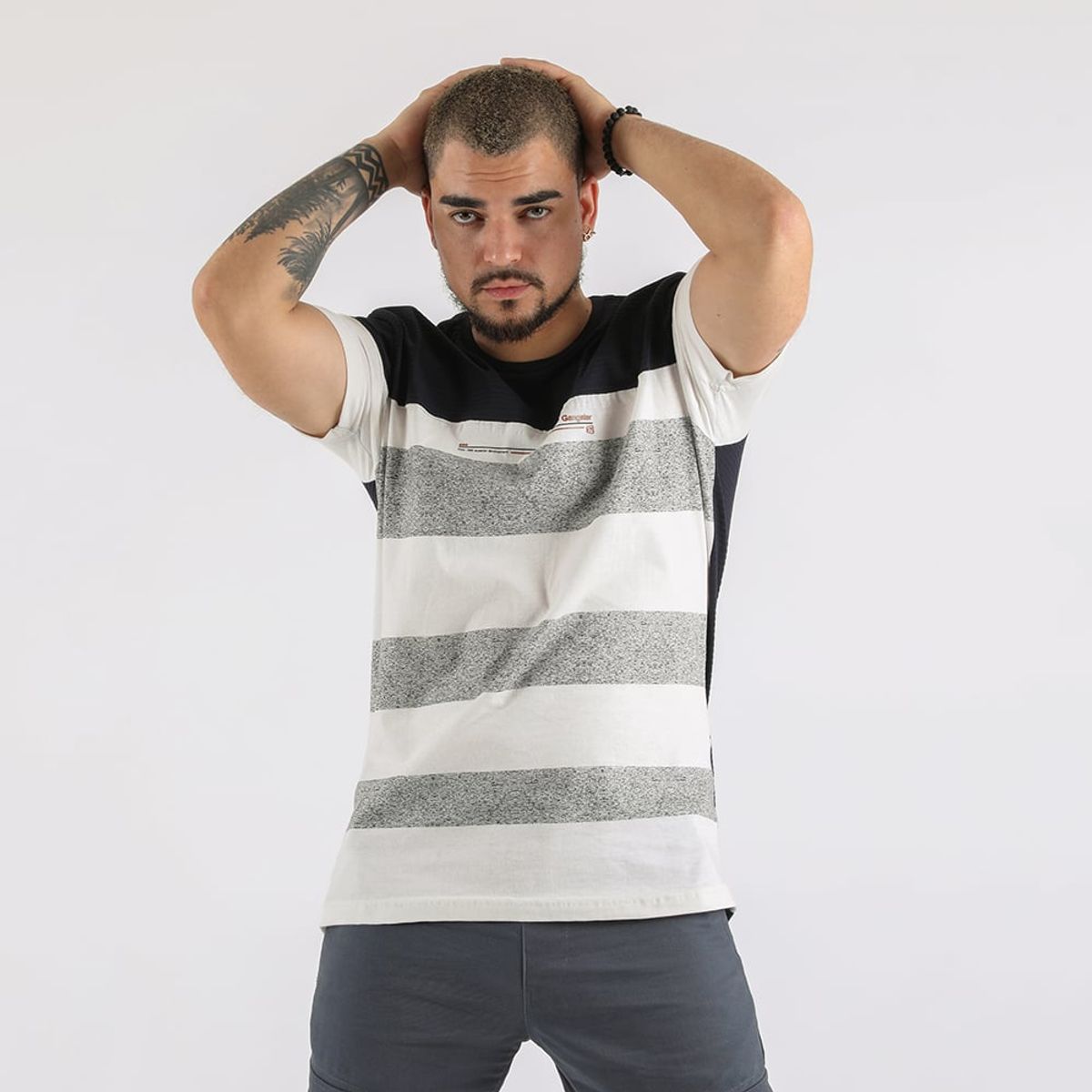 GANGSTER - Polera Mc Especial Multistripes Azul Gangster