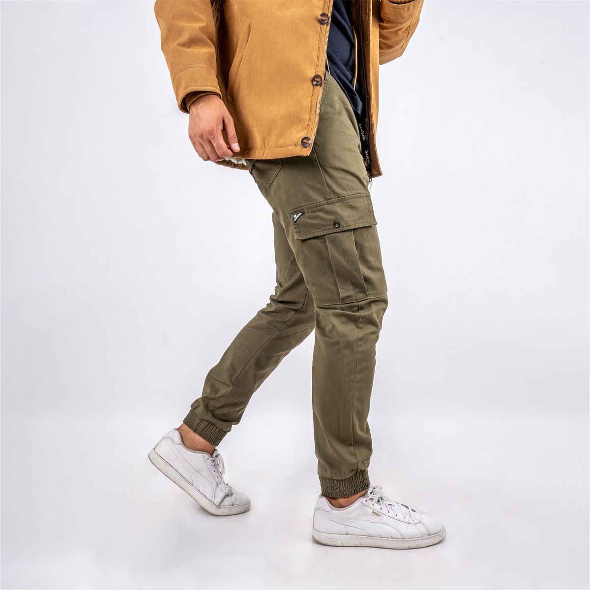 GANGSTER - Pantalon Jogger Canvas Parachute Verde Gangster