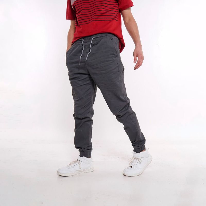 GANGSTER - Pantalon Jogger Canvas Over Gris Gangster