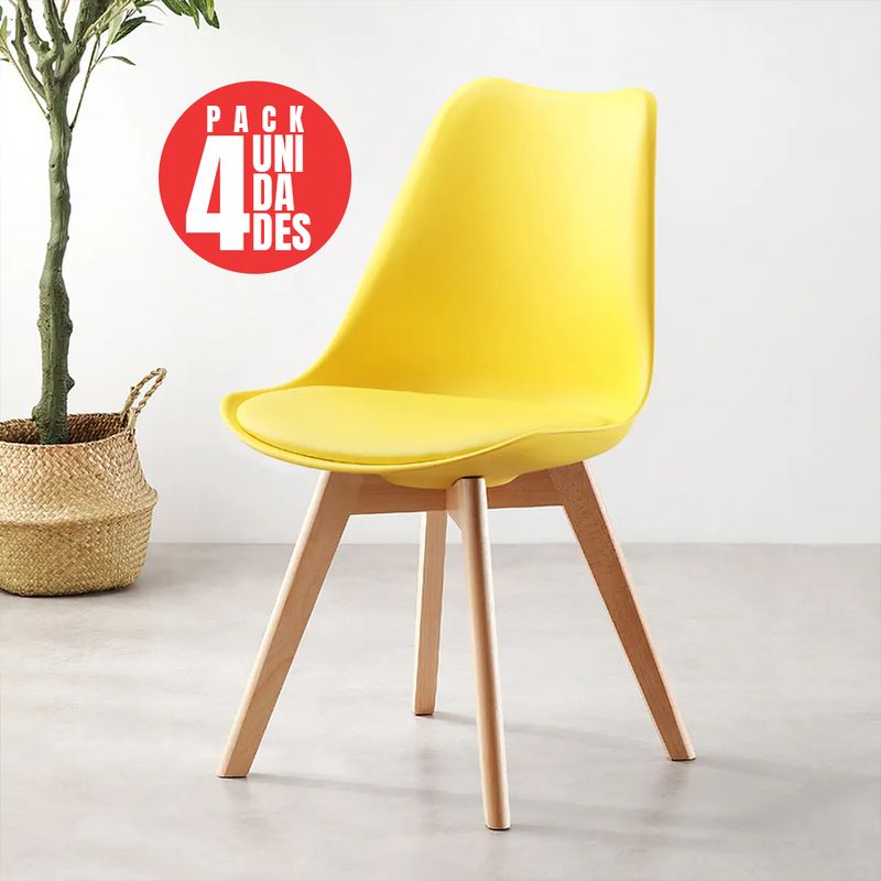 CASA BELLA - Pack 4 Sillas Tulip Eames Dsw AMARILLA