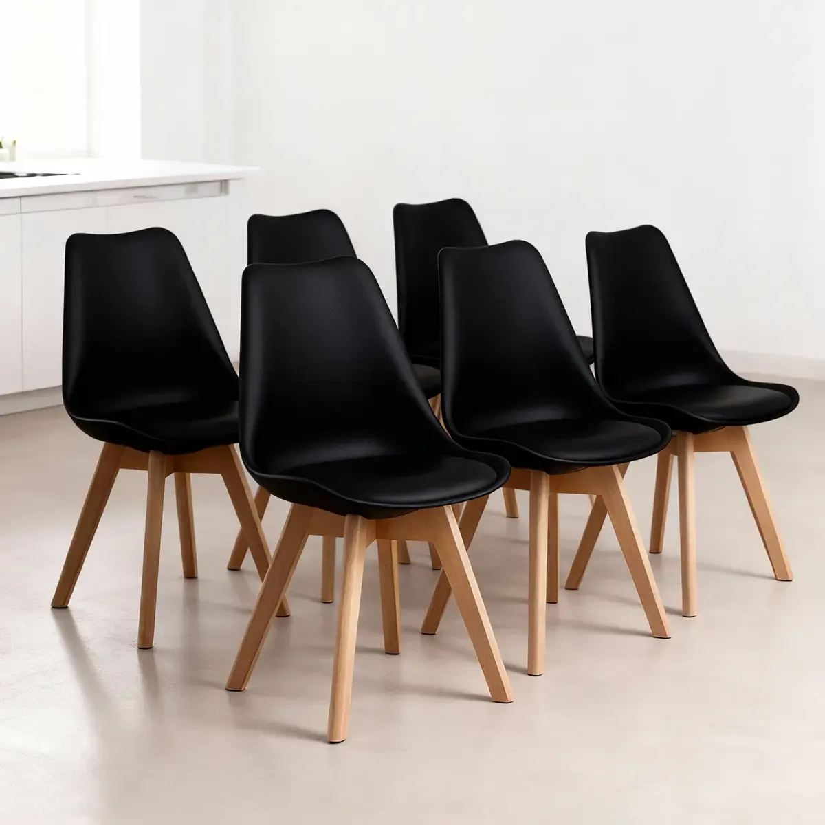 CASA BELLA - Pack 6 Sillas Comedor Negras Eames