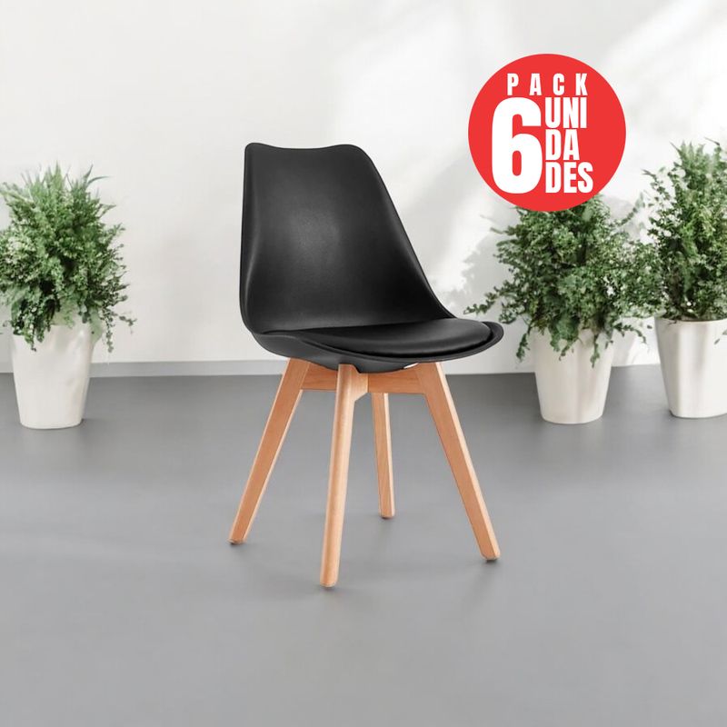 CASA BELLA - Pack 6 Sillas Tulip Eames Dsw NEGRO