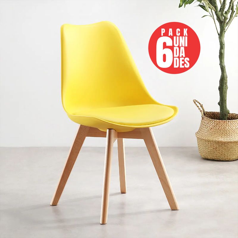 CASA BELLA - Pack 6 Sillas Tulip Eames Dsw AMARILLO