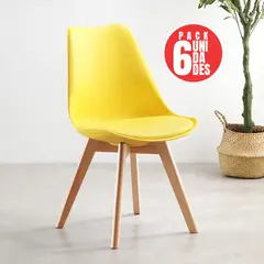 CASA BELLA - Pack 6 Sillas Tulip Eames Dsw AMARILLO
