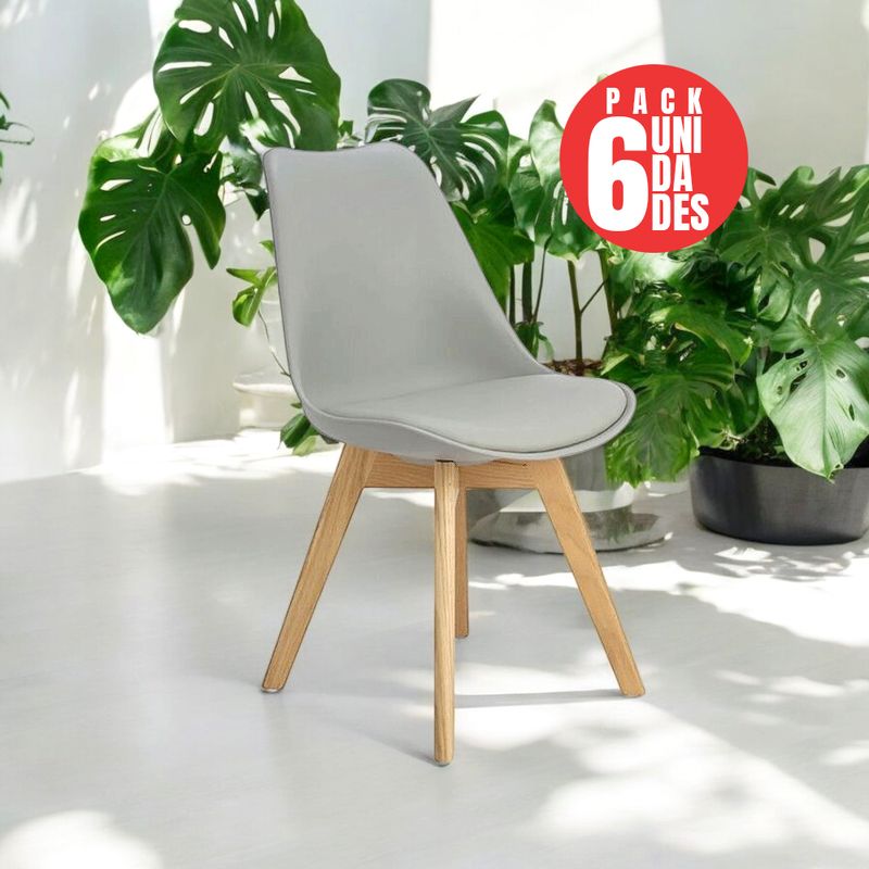 CASA BELLA - Pack 6 Sillas Tulip Eames Dsw GRIS
