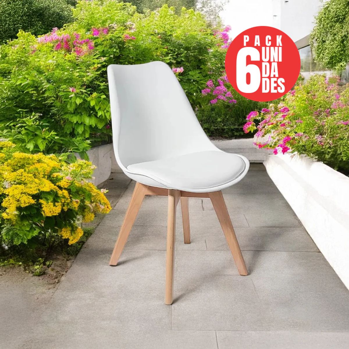 CASA BELLA - Pack 6 Sillas Comedor Blancas Eames