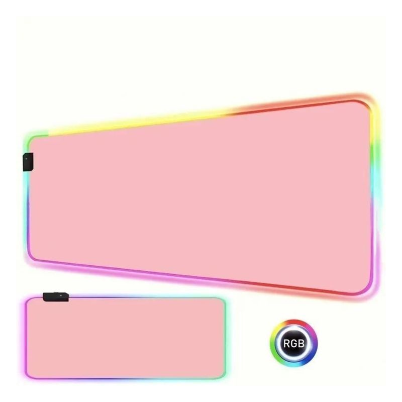 GENERICO - Mouse Pad Gamer Led Rgb Usb 80x30cm Rosa
