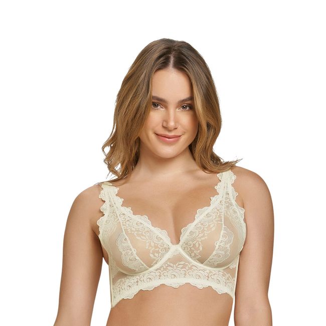 LEONISA - Sostén tipo bralette en encaje y transparencias 011967 Marfil