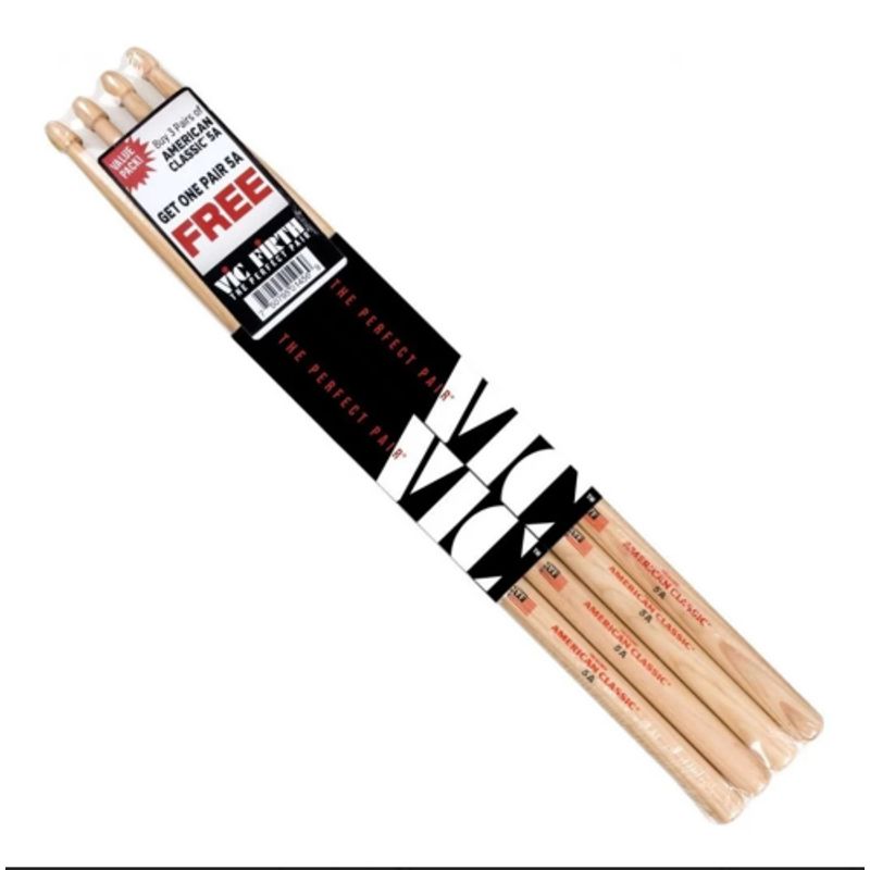 VIC FIRTH - Pack 3 Baquetas Vic Firth + 1 de American Classic 5A