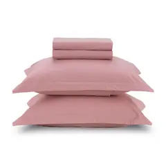 KARSTEN - Juego de sábanas Liss Súper King 180 hilos Rosa