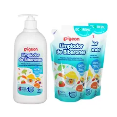 PIGEON - Limpiador De Biberon 700ml + 2 Recargas 650ml