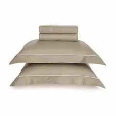 KARSTEN - Juego de sábanas Enrico Súper King 300 hilos Beige