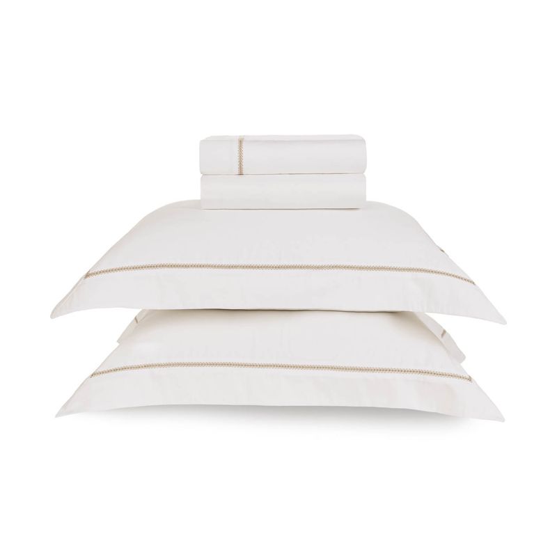 KARSTEN - Juego de sábanas Karsten Parisi Súper King 300 hilos Blanco - Beige