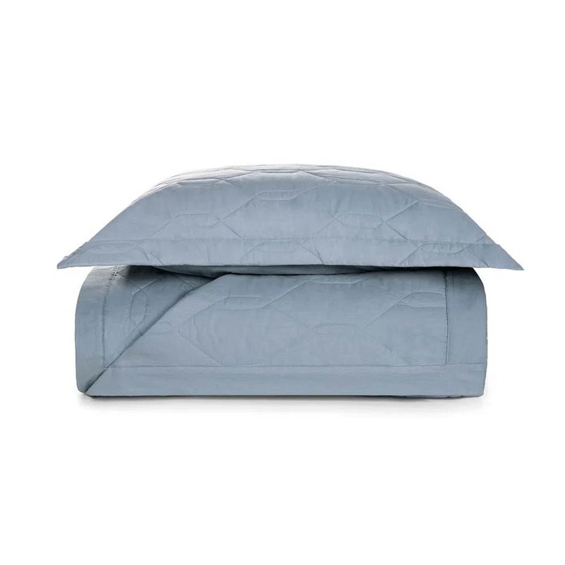 KARSTEN - Cubrecama Karsten Liss 1.5 plazas 180 hilos Azul Piedra