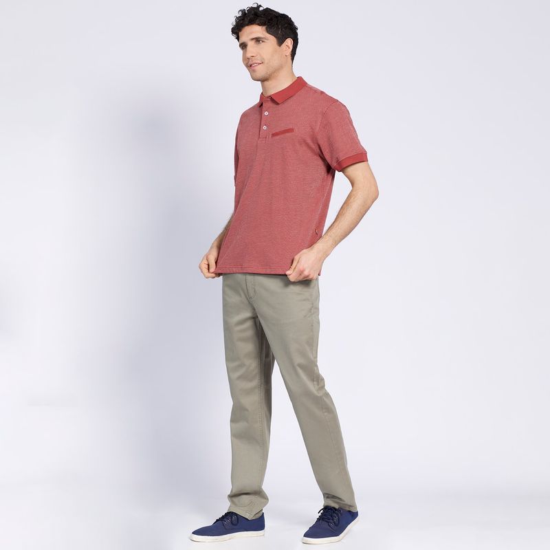 TRUVAL - Polera Manga Corta Jacquard Mc Rojo TRUVAL