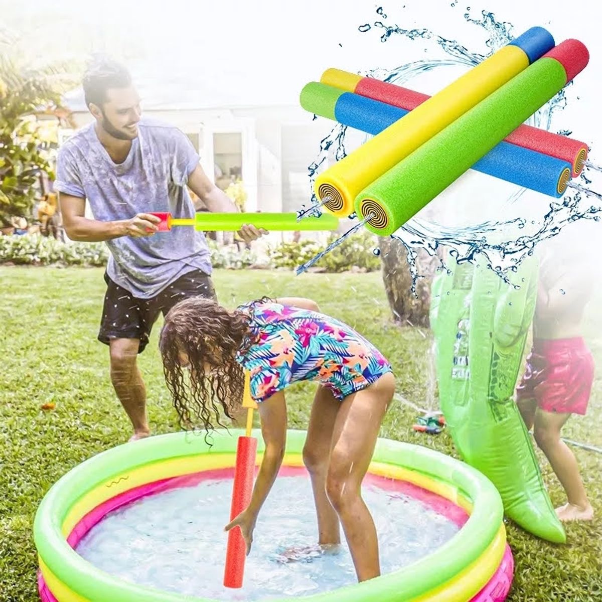 GENERICO - Pistola Lanza Agua Esponja Piscina Verano Juego Niños