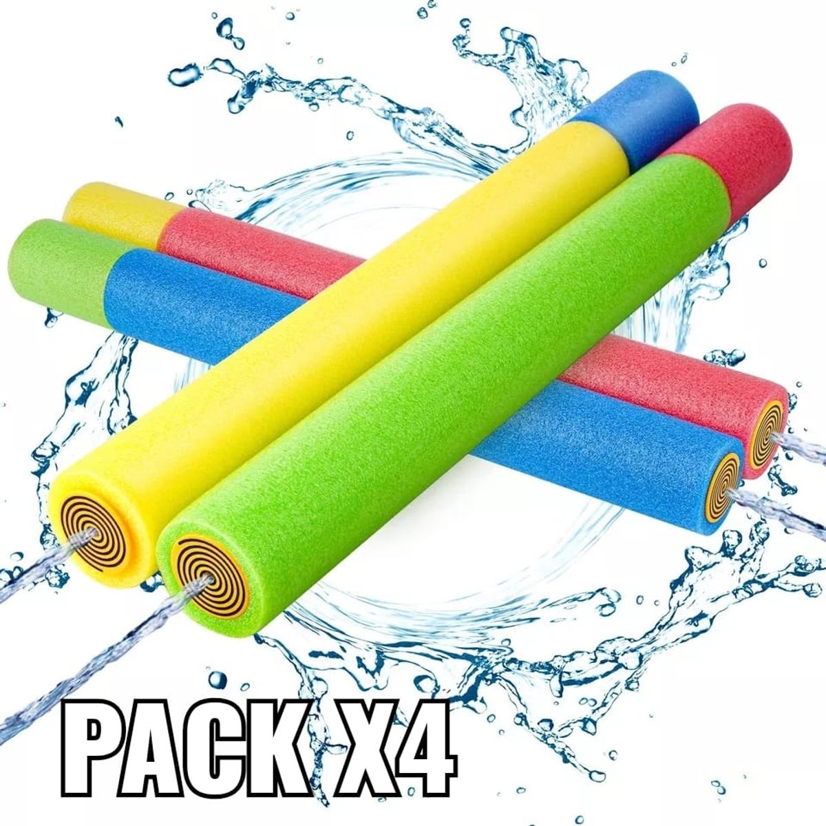 GENERICO - Pack x4 Pistola Lanza Agua Esponja Piscina Verano Juegos