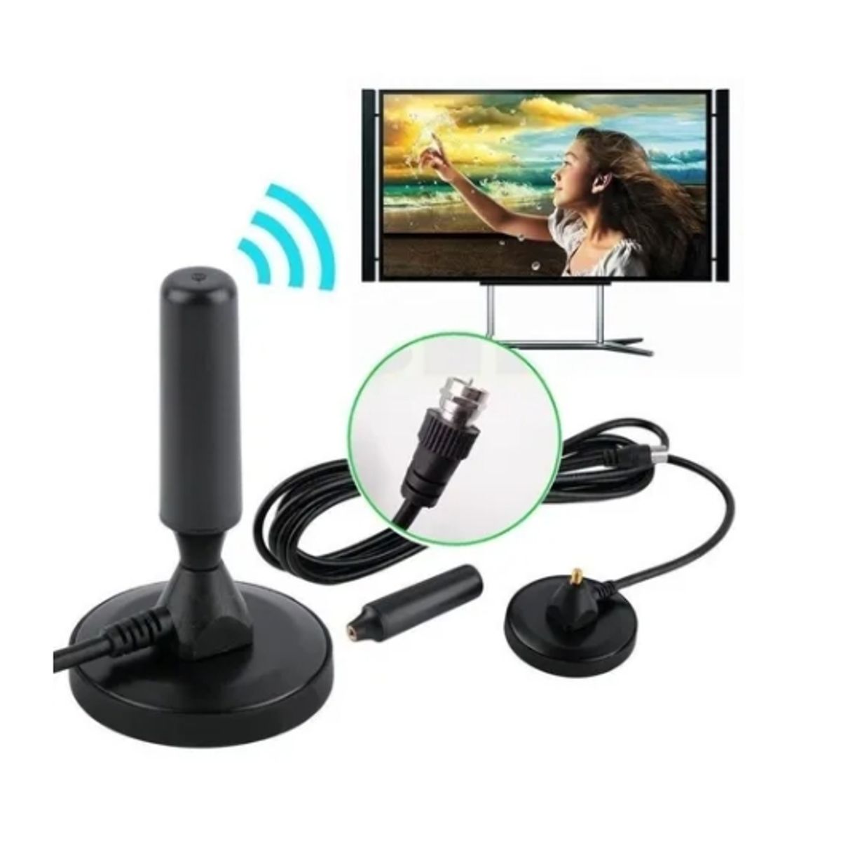 OFERTABKN - Antena Tv Digital Abierta Hd Tvd Interior 360 Coaxial