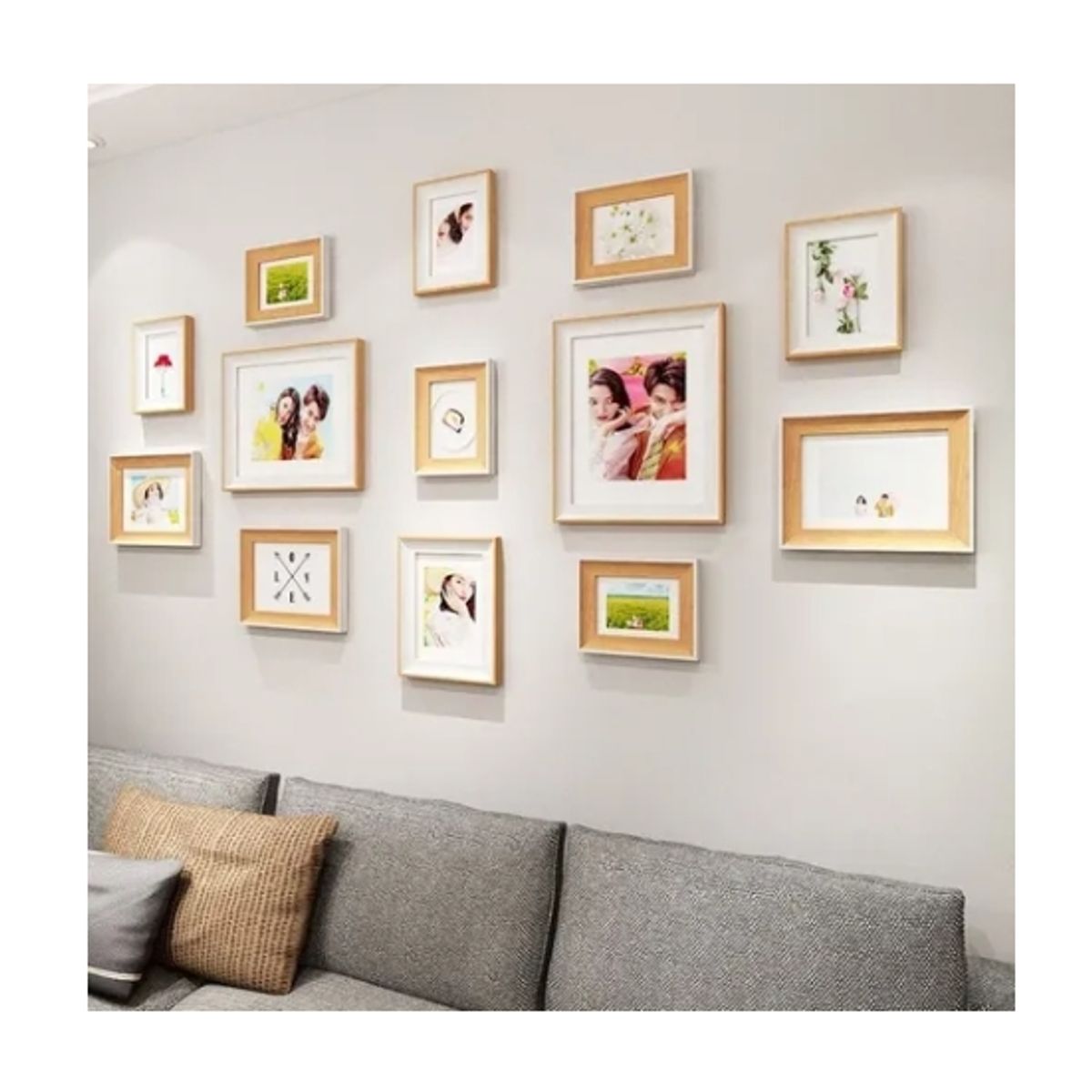 OFERTABKN - Set Marcos Foto Decorativo Pared 13 Piezas Blanco+Beige