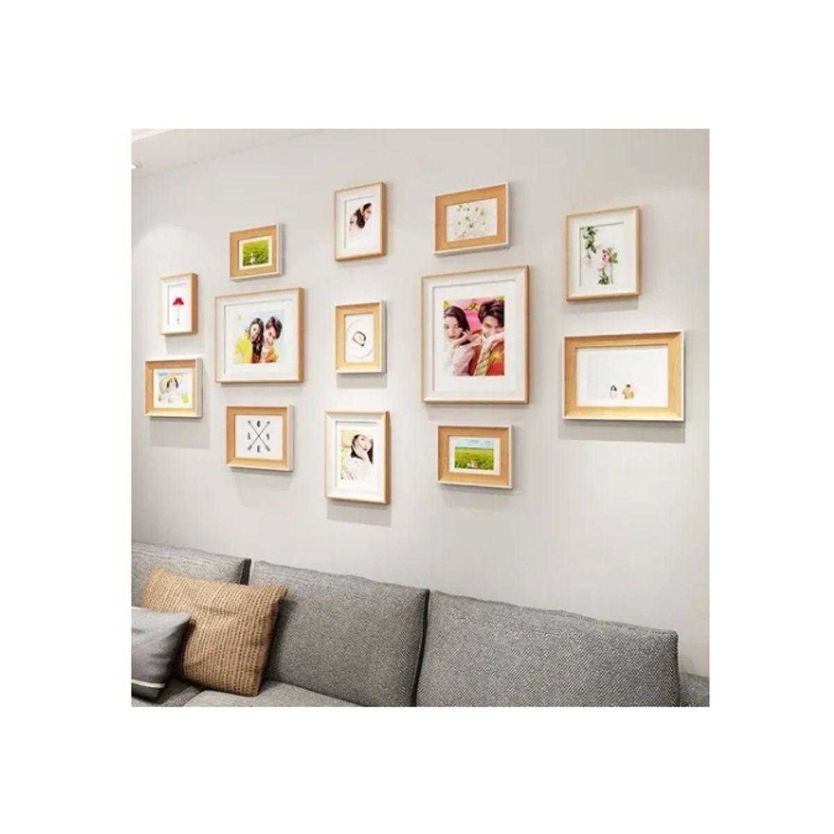 OFERTABKN - Set Marcos Foto Decorativo Pared 13 Piezas Blanco+Beige