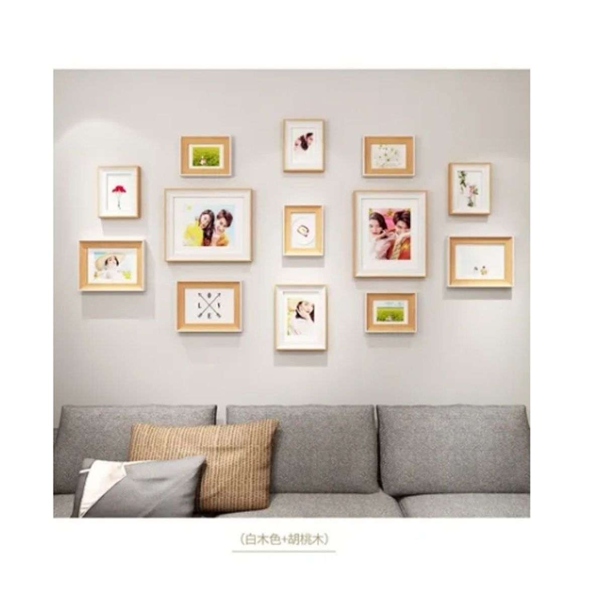 OFERTABKN - Set Marcos Foto Decorativo Pared 13 Piezas Blanco+Beige