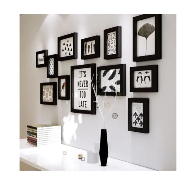 OFERTABKN - Set Marcos Foto Decorativo Pared 12 Piezas Negro