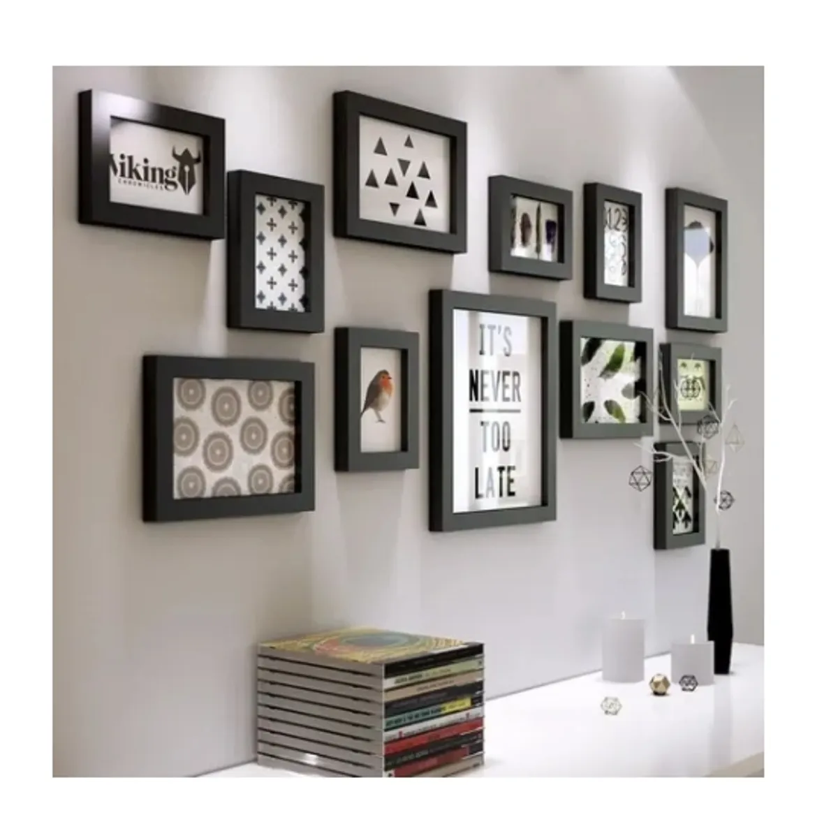 OFERTABKN - Set Marcos Foto Decorativo Pared 12 Piezas Negro