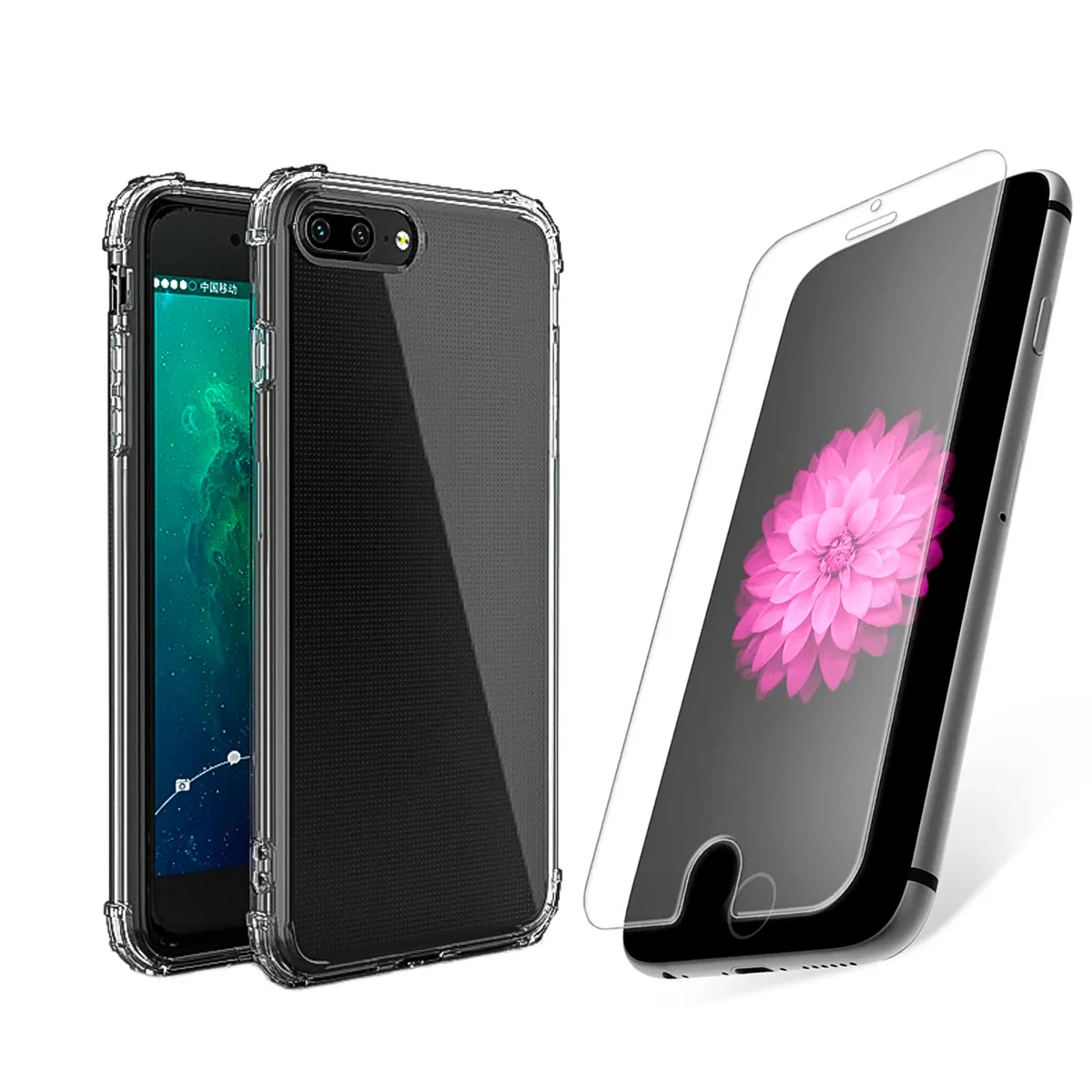 GENERICO - Carcasa Para iPhone 8 Plus Reforzada Y Lamina Mica de Vidrio.